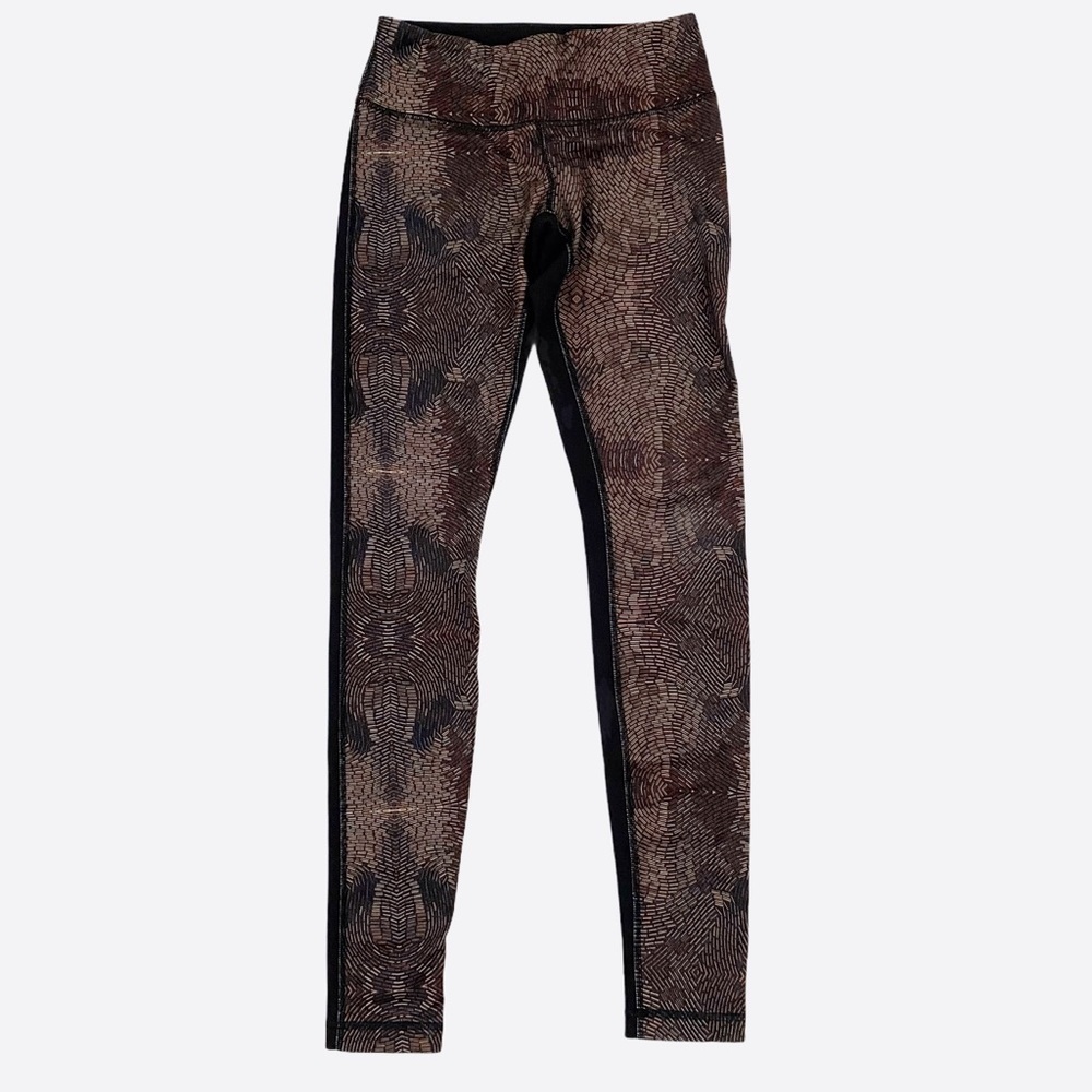Lululemon Wunder Under‎ SE 3D Print Golden Cashew Multi/Black leggings size 4